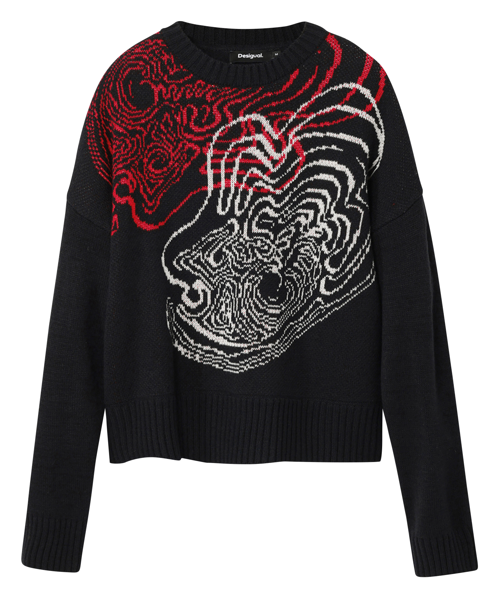 Pull col rond imprimé | Noir