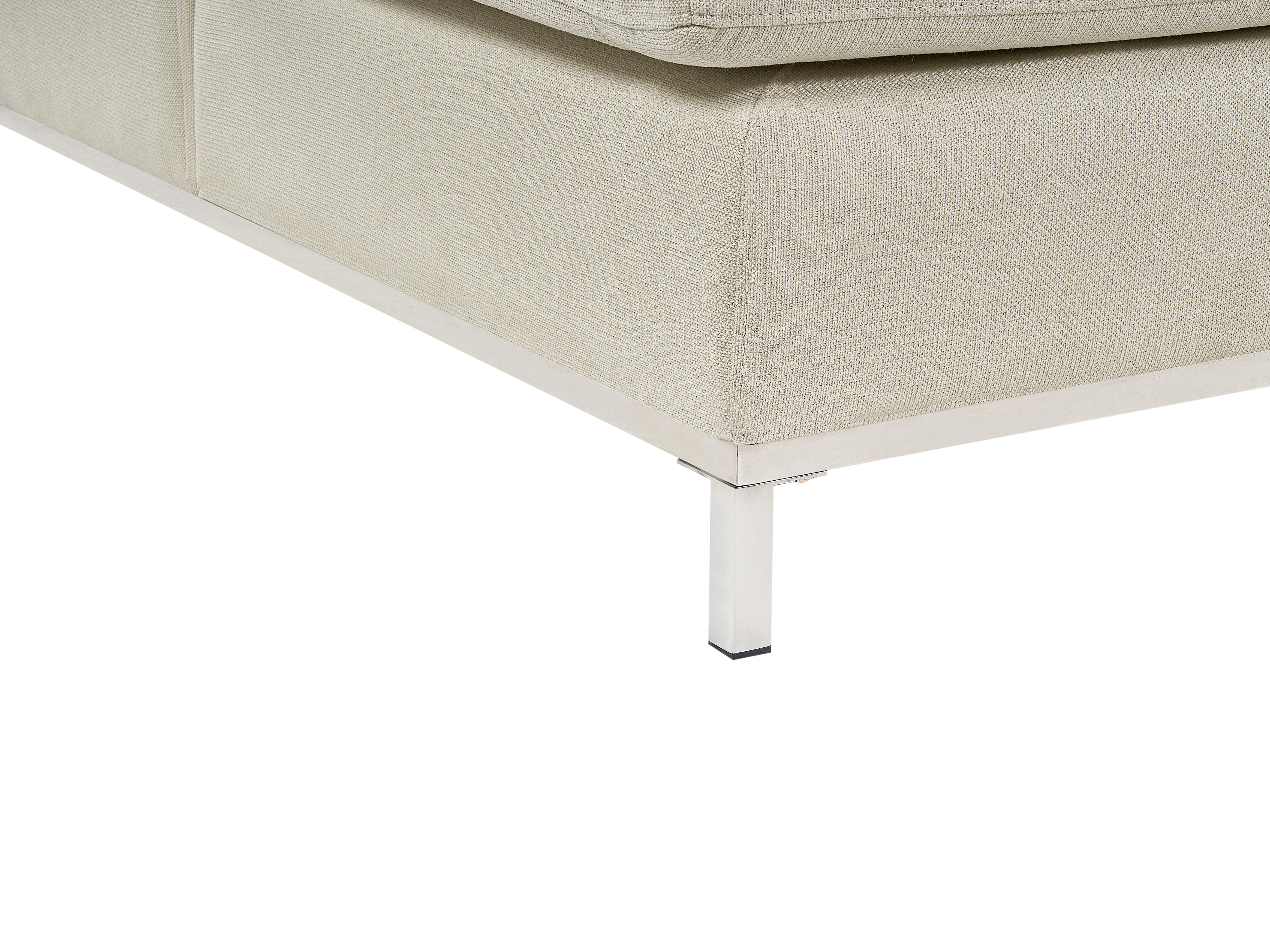 Hoekbank 5-zits OSLO Stof Beige met ottomaan rechtszijdig