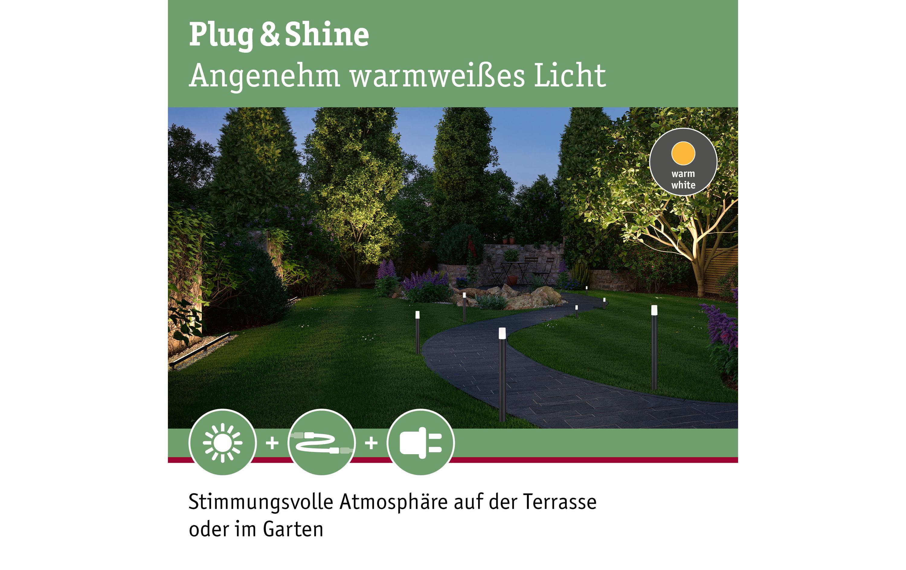 Sockelleuchte Plug & Shine Flarea 40 cm 3000 K, Erweiterung24 V Pollerleuchte für das Plug & Shine System