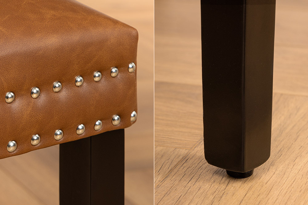 Chesterfield Stuhl CASTLE braun Kunstleder schwarz Massivholz mit Komfortgriff