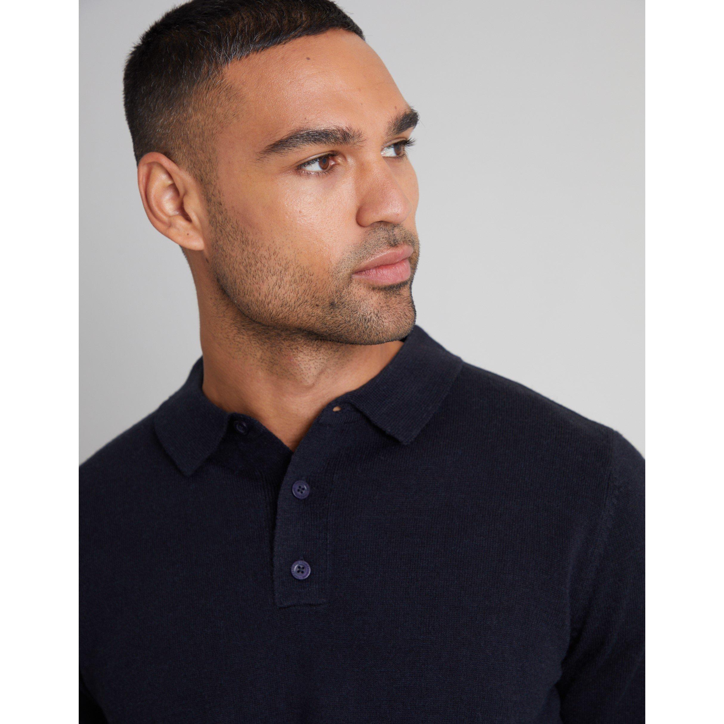 Threadbare Long Sleeve Knitted Polo Jumper Mens