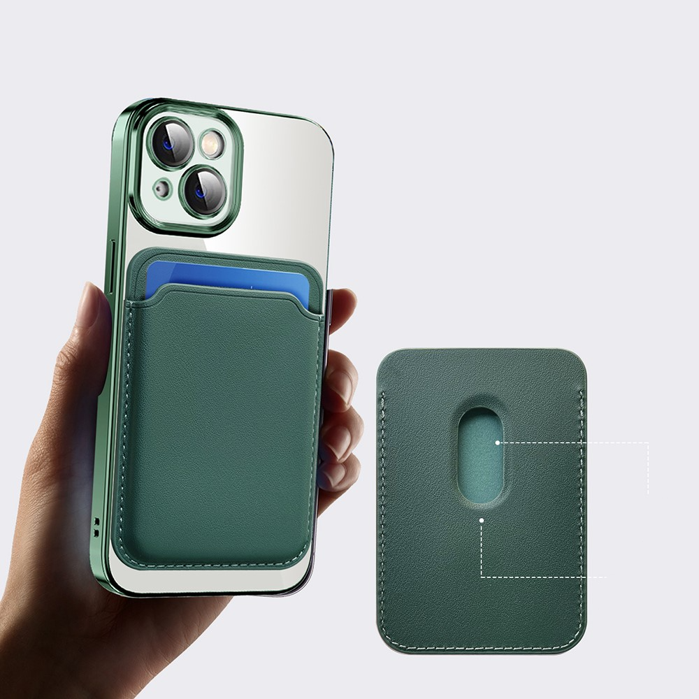iPhone 13 Pro 2in1 MagSafe Hybrid Hülle TPU Bumper   Leder Wallet Kreditkarten Halterung - Hellblau / Transparent