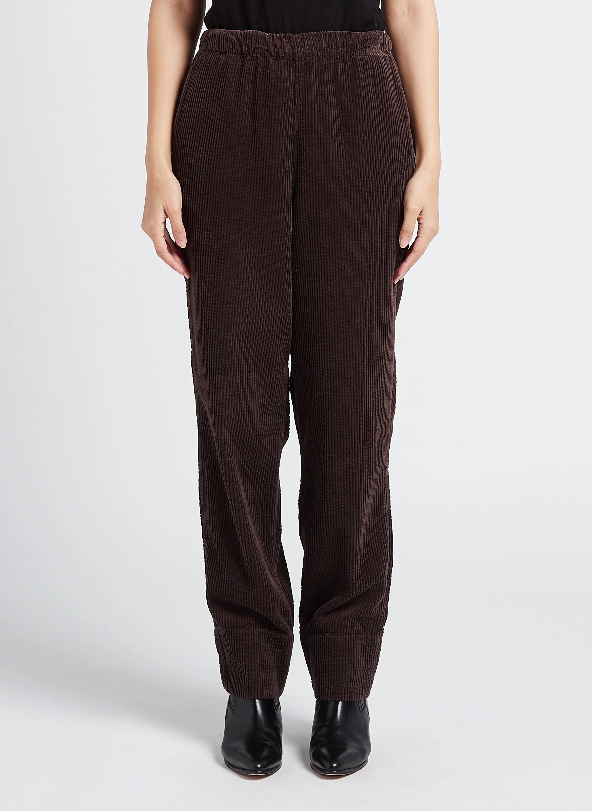 SAPHIR - Pantalon droit en velours côtelé | Marron