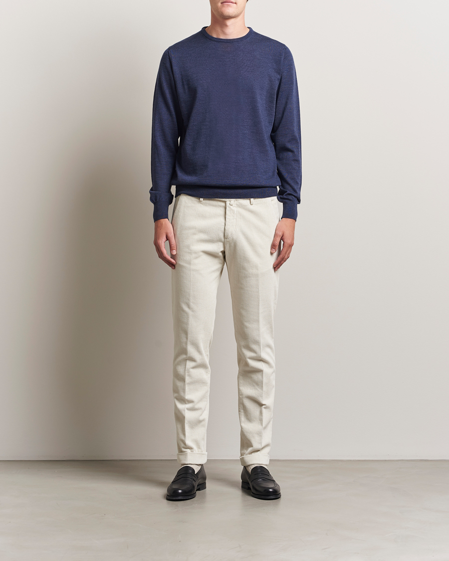 Morgano Extra Fine Merino Wool Crewneck Mid Blue