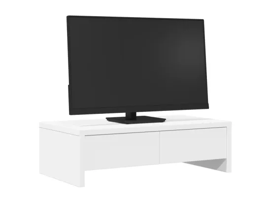 Support de moniteur avec tiroirs blanc bois d'ingénierie