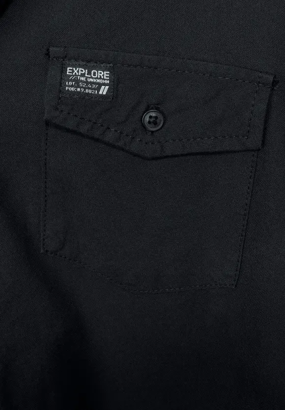 Oxfordhemd mit Stehkragen - Black