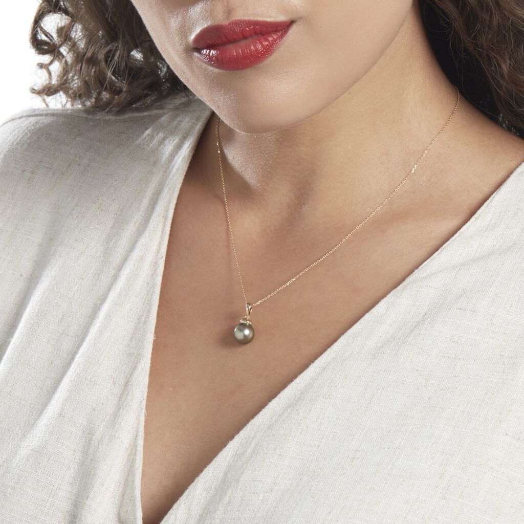 Pendentif Cerclee Or Jaune Perle De Culture De Tahiti