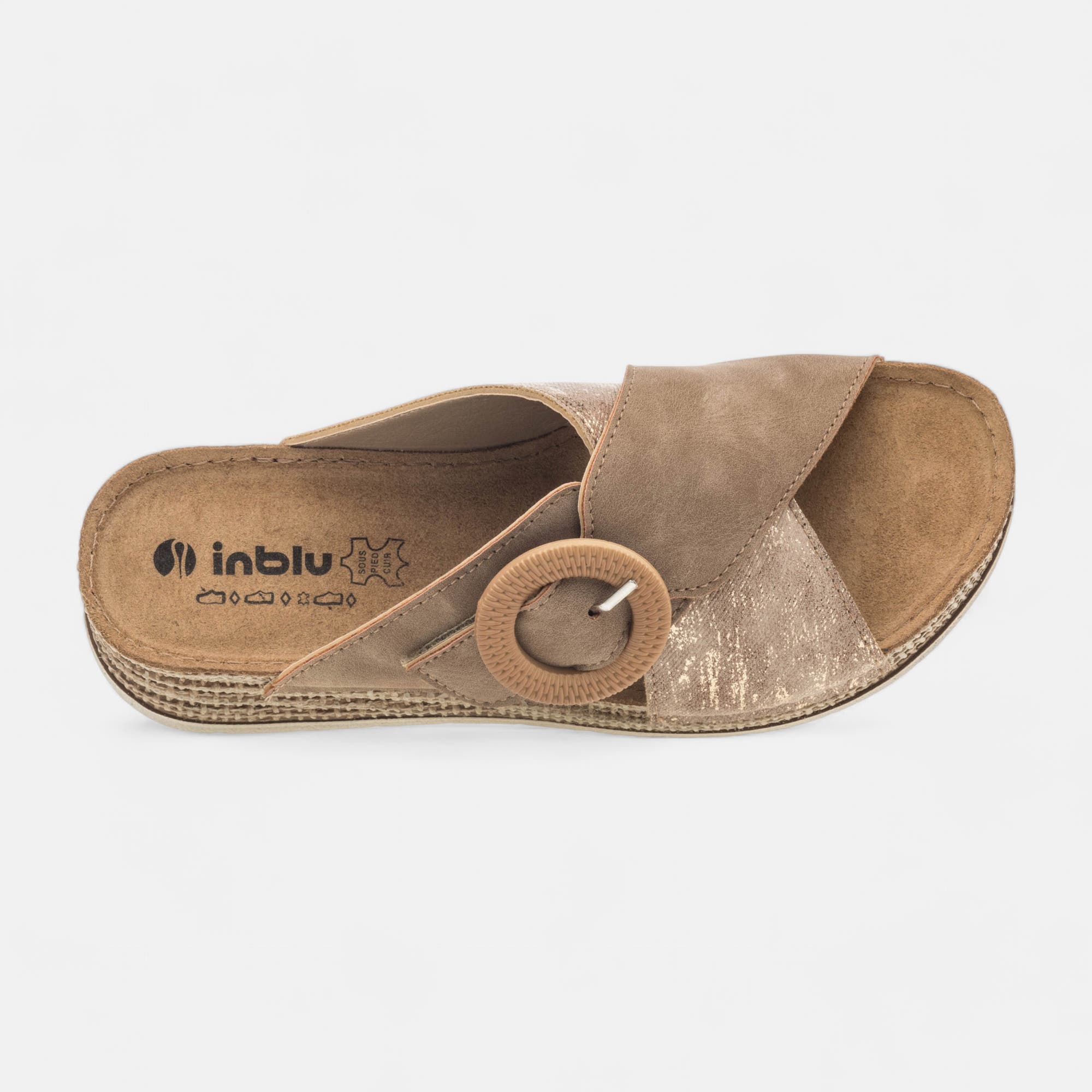 Mules à talon compensé Femme taupe