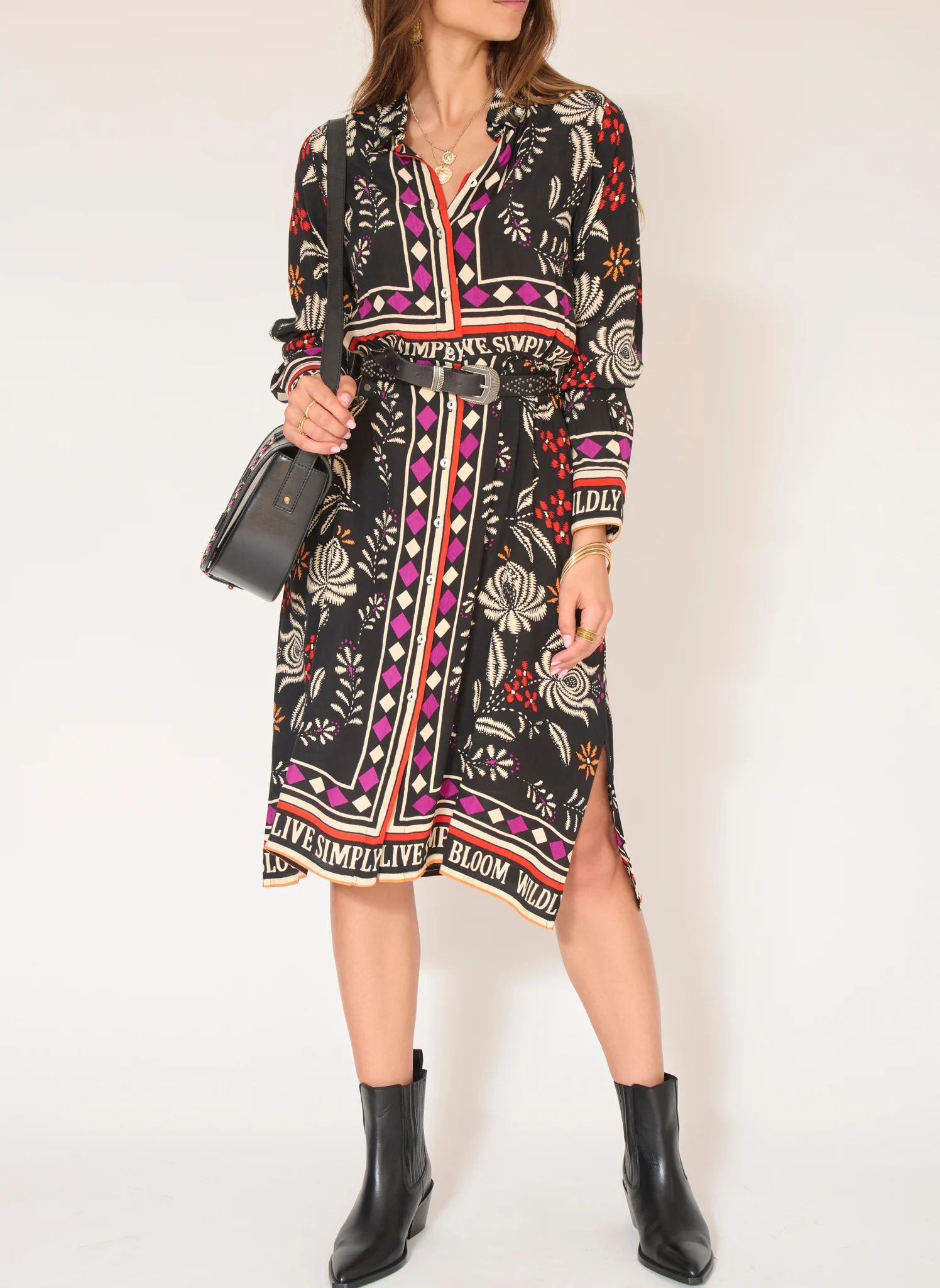 RIMAY - Robe chemise droite| Noir