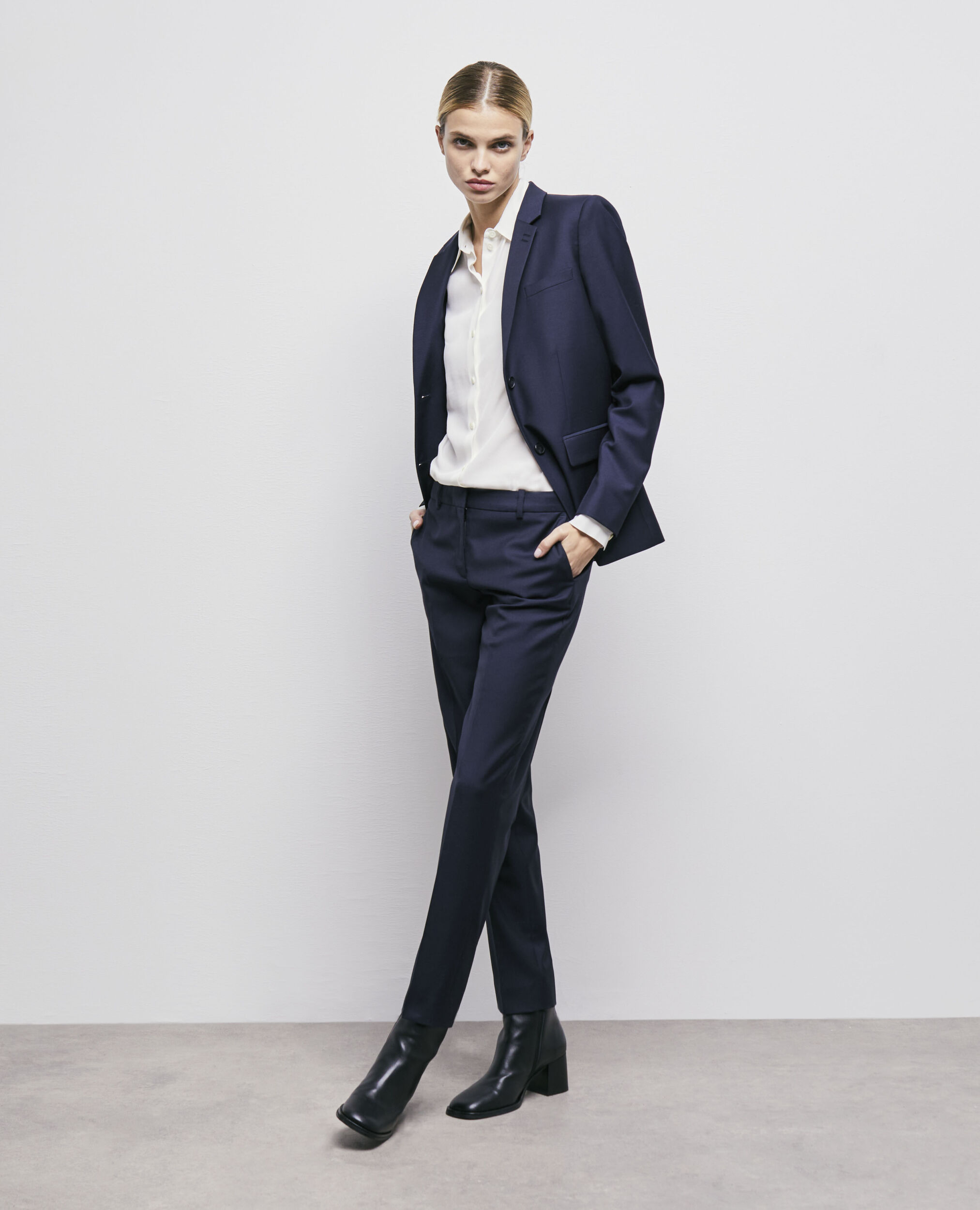 Pantalon de costume laine bleu marine
