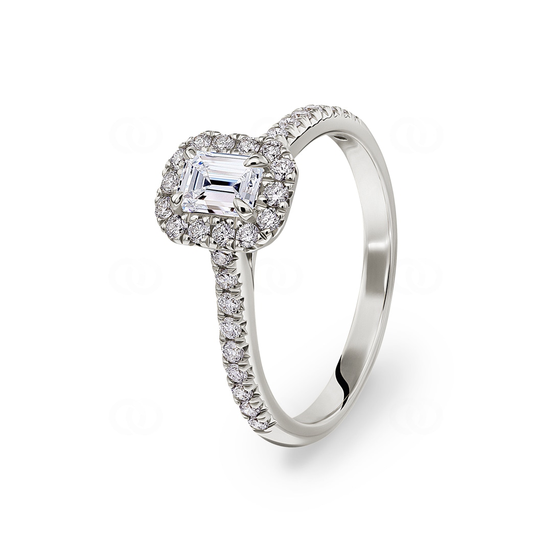 Emerald Halo Diamantring 750/18 K Weissgold 0.84 ct G/si