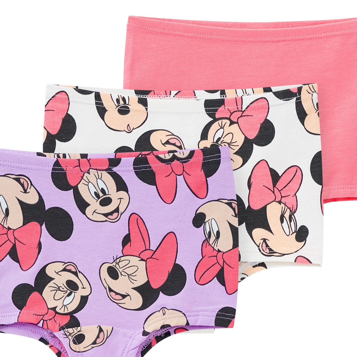 Topomini 3 Minnie Maus Pantys in verschiedenen Dessins helllila / pink / creme