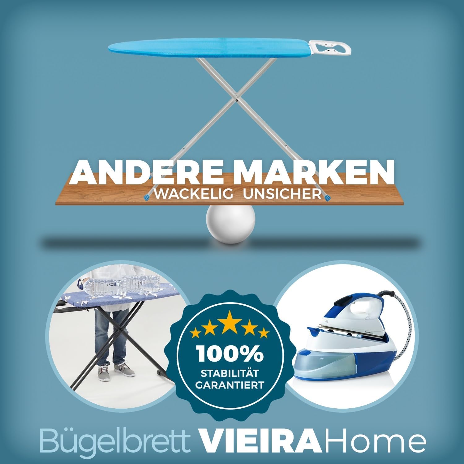 Bügelbrett für Dampfbügelstation Bügeltisch XXL Breit Groß dampfbügelbrett Stabil | 130x47 cm