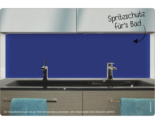 Badkamer achterwand mySPOTTI aqua azuurblauw 90x45 cm