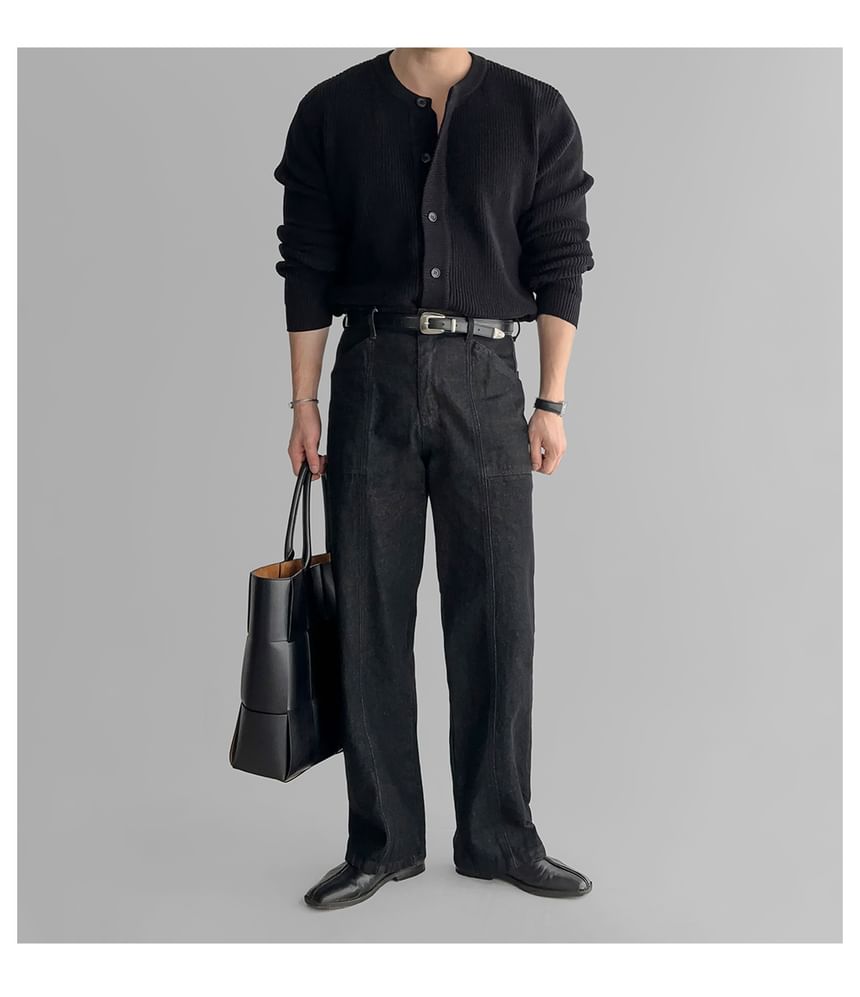 Okwano - Effen geribbeld vest met ronde hals