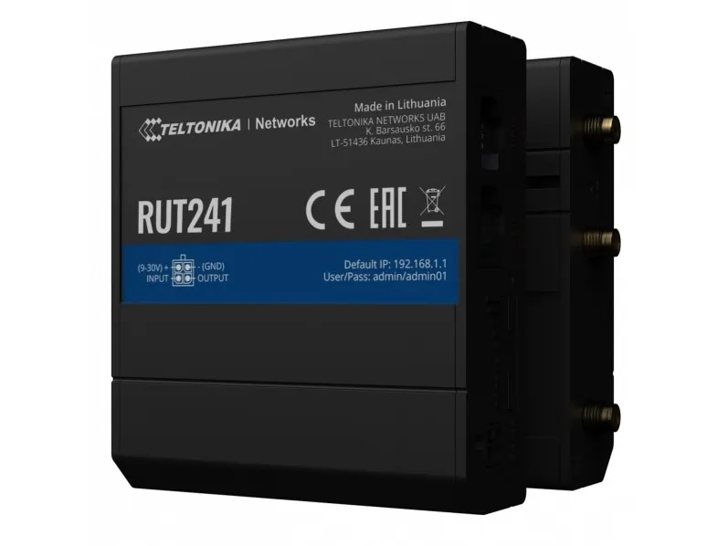 Teltonika RUT241 - Trådløs router - WWAN - 802.11b/g/n (4G/LTE) - 2,4 GHz - DIN monterbar på skinne