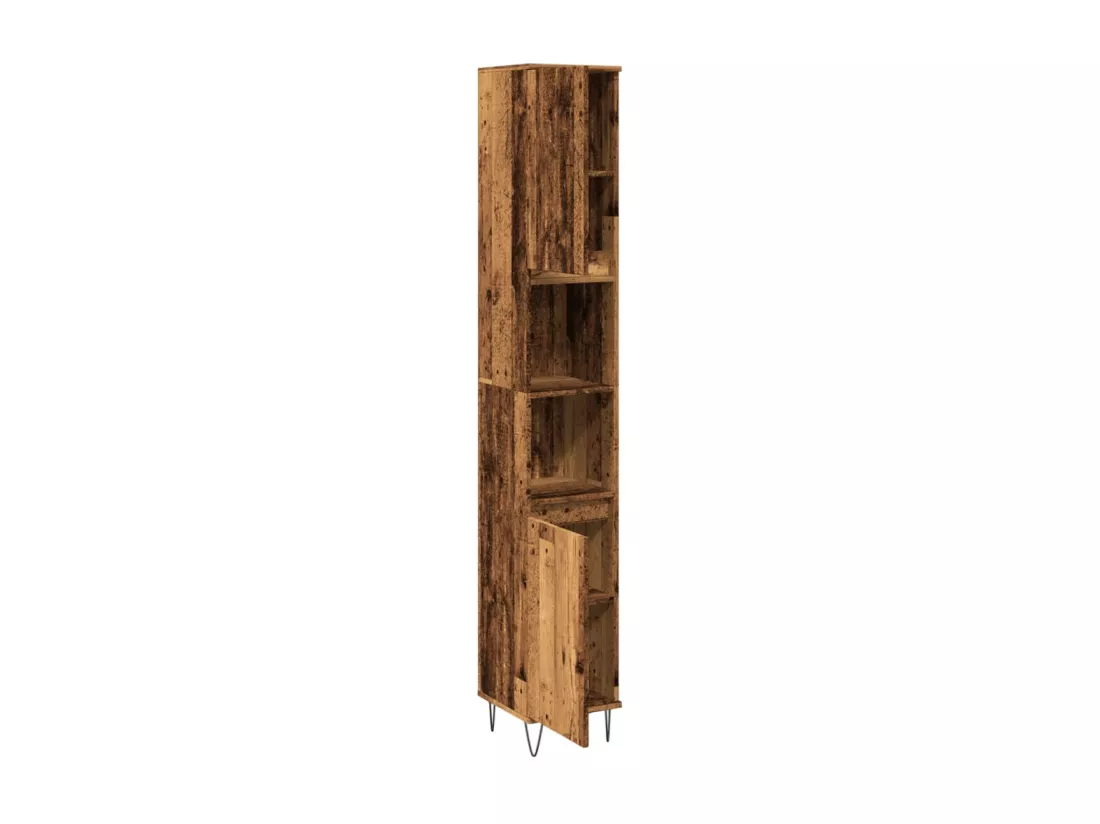 Armoire de salle de bain vieux bois 30x30x190cm bois ingénierie