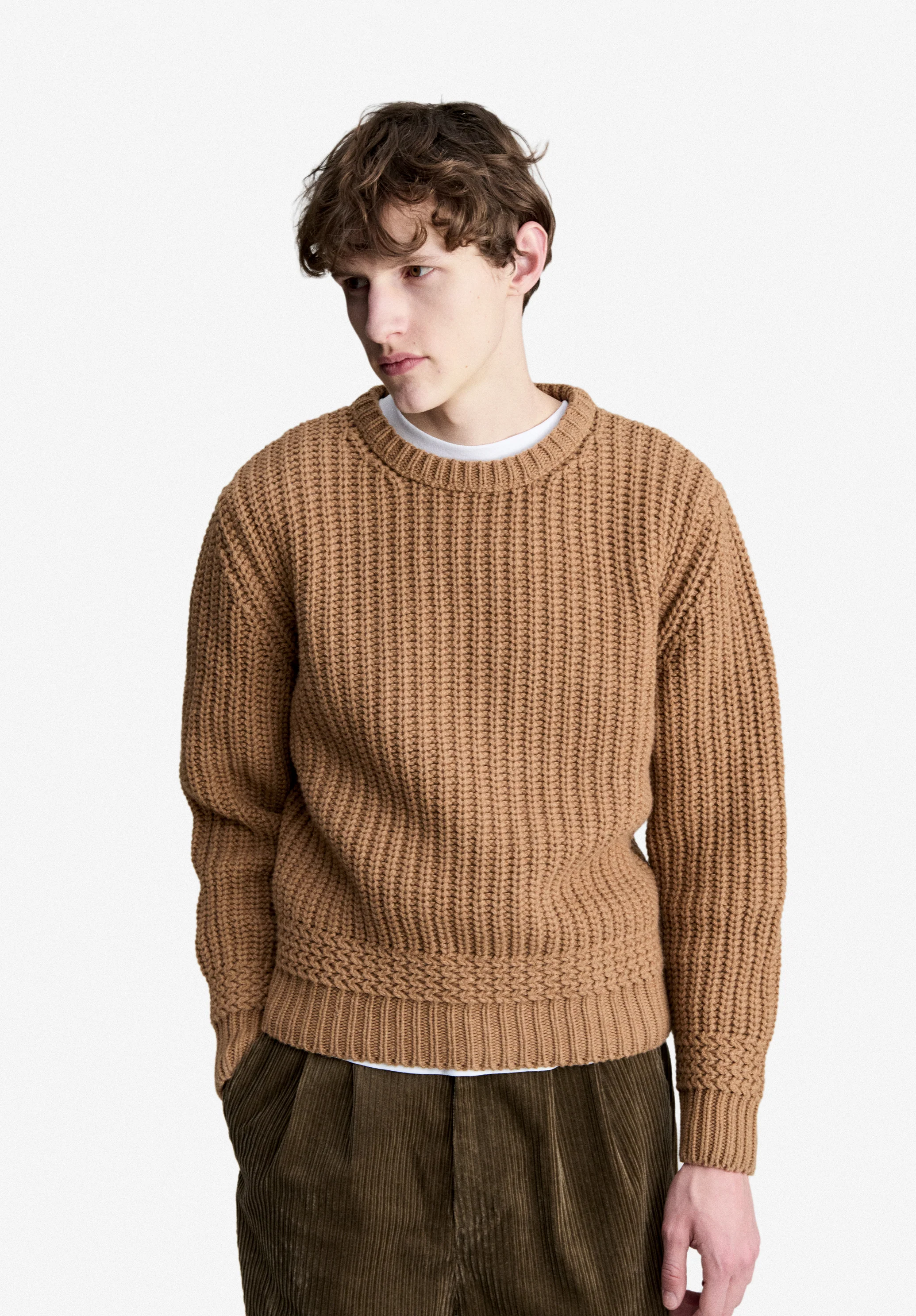 Pull camel en laine recyclée - Camel