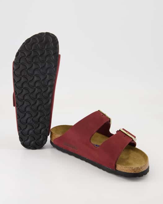 Birkenstock Arizona Soft Footbed Pantoletten in Bordeaux