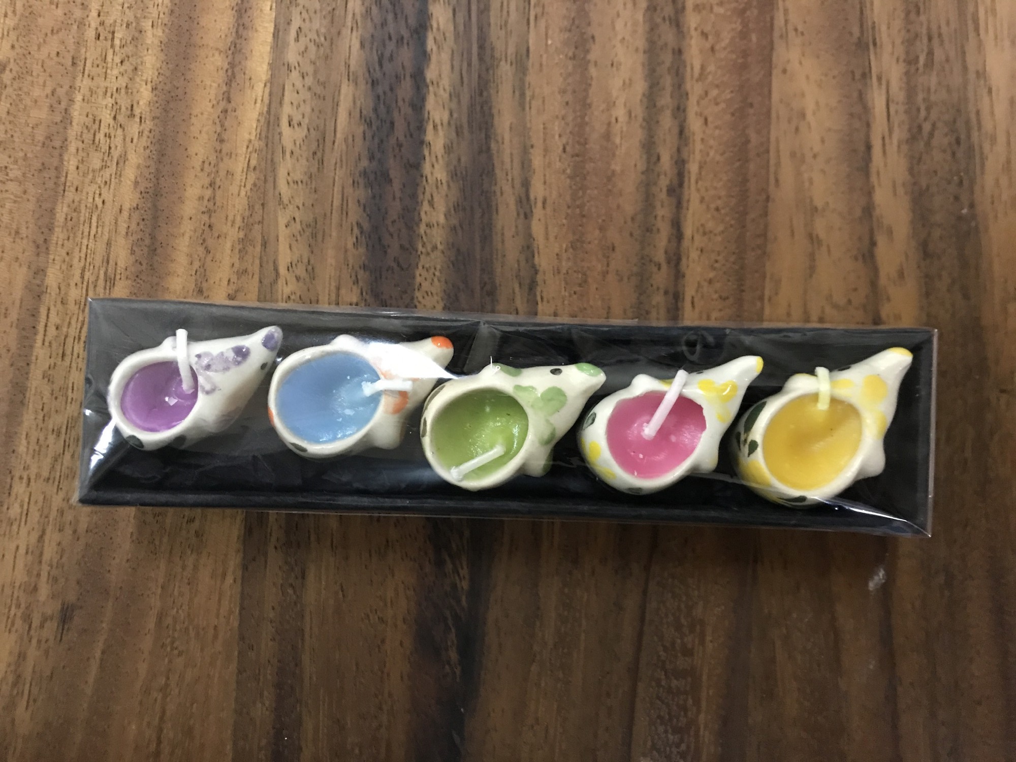 5er-Set Teelichter 'bunte Elefanten', B 17 cm, L 4 cm, H 2,5 cm von fischer's lagerhaus