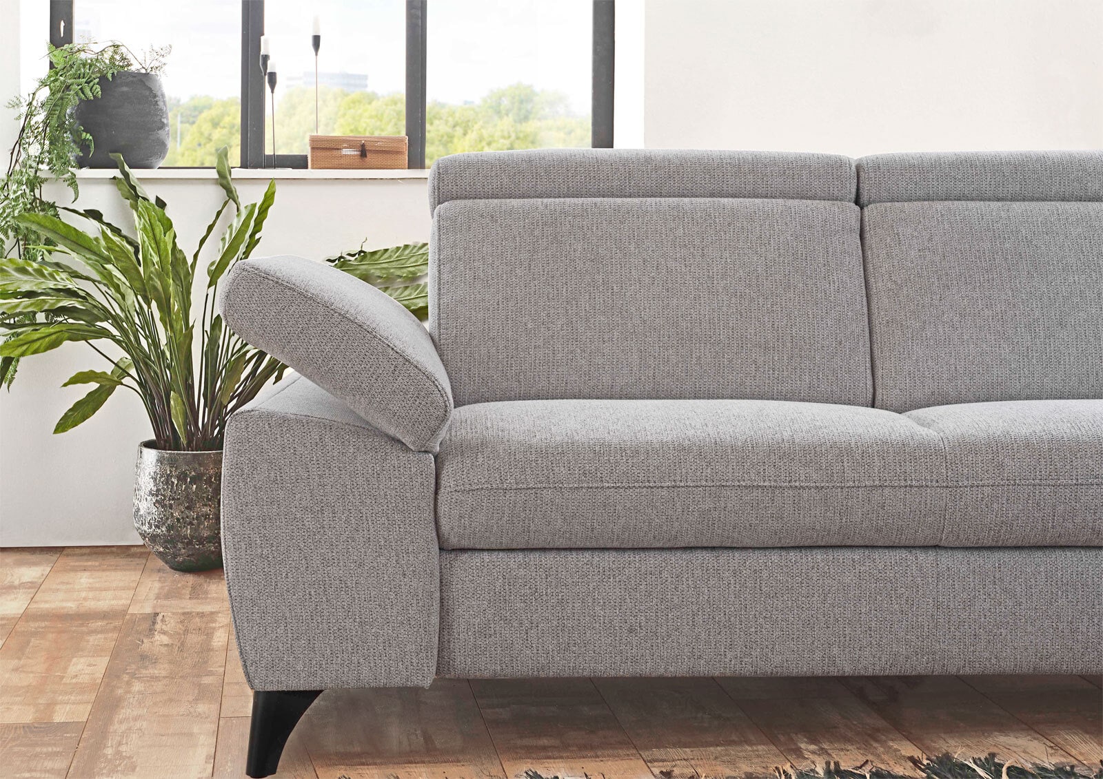 Ecksofa Tonga Stoffbezug Silber