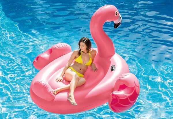 Badeinsel Mega Flamingo Island mit 2 Haltegriffen, ca. 218x211x136 cm, ab 14 Jahren