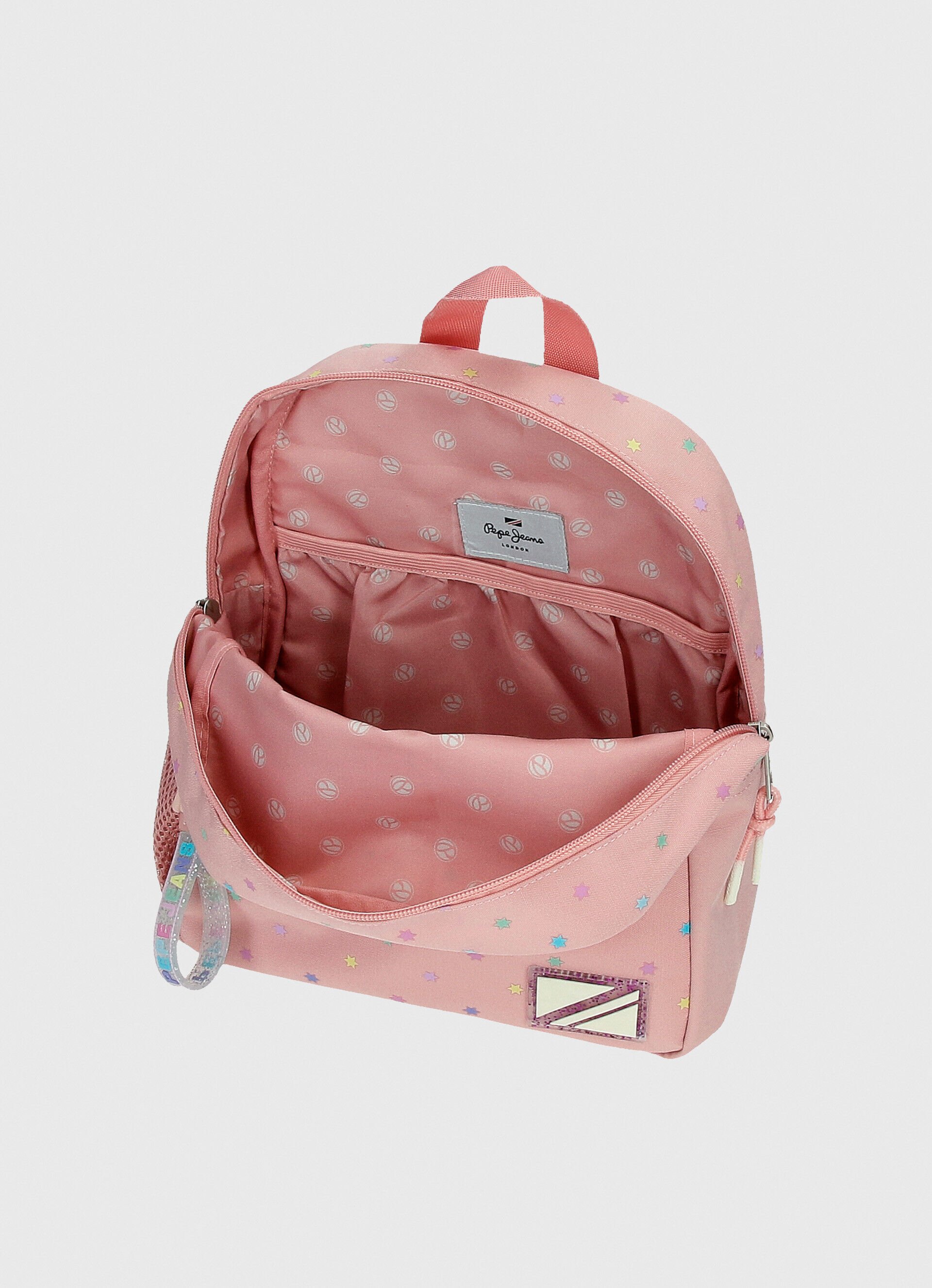 Mochila com logo e detalhes em strass - rosa claro, tamanho único