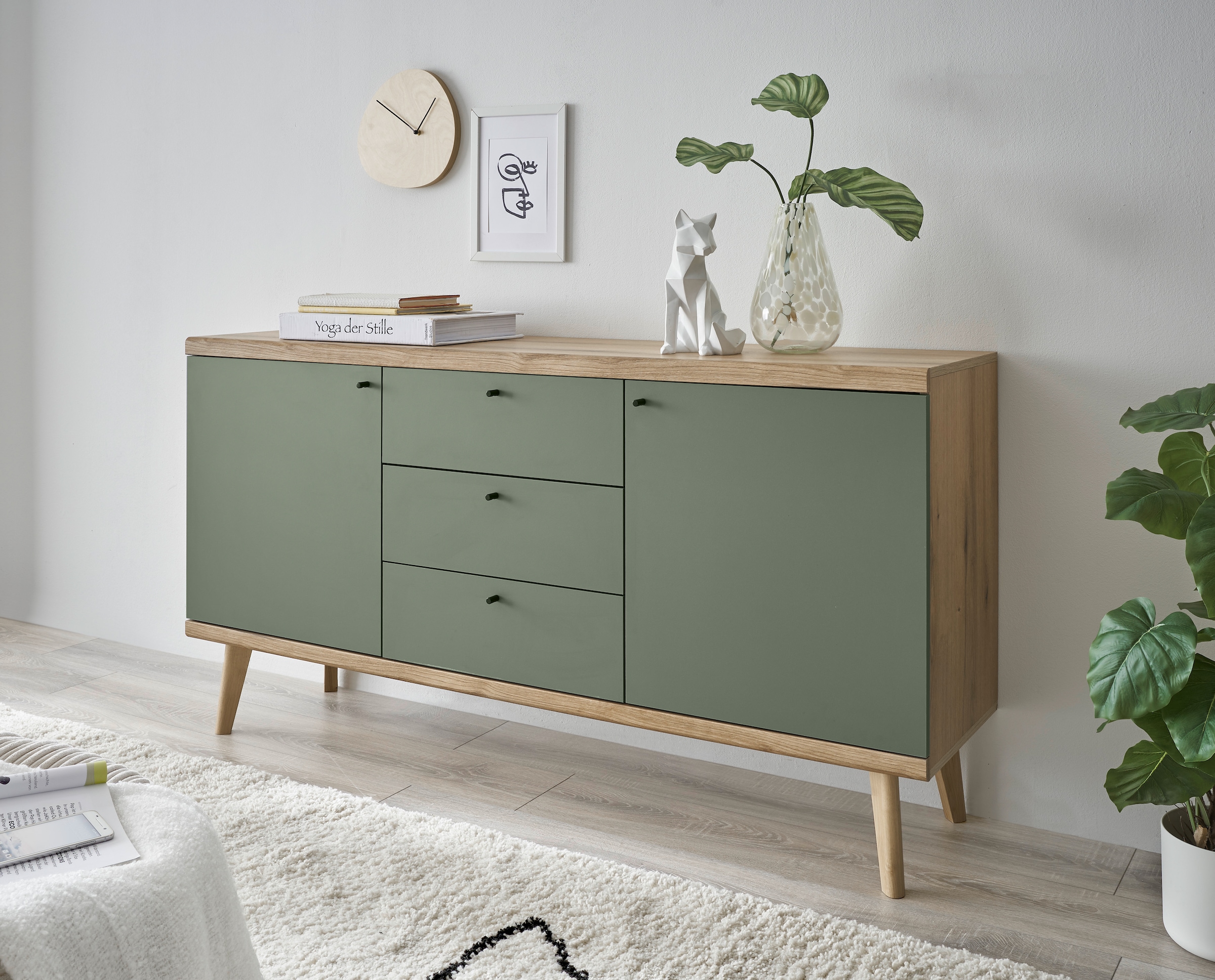 INOSIGN Sideboard »MAVAS« in moderner Trendfarbe, Griffe aus Metall (Schwarz), Breite 160 cm