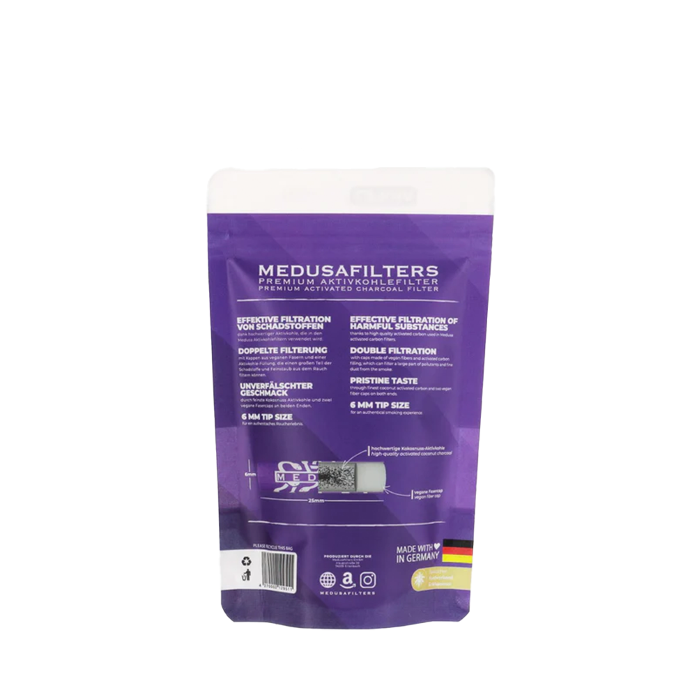(50er Set) Ø6x25mm Zigaretten Aktivkohle Filter Vegane Fasercaps (PP1070) - VIOLET Edition
