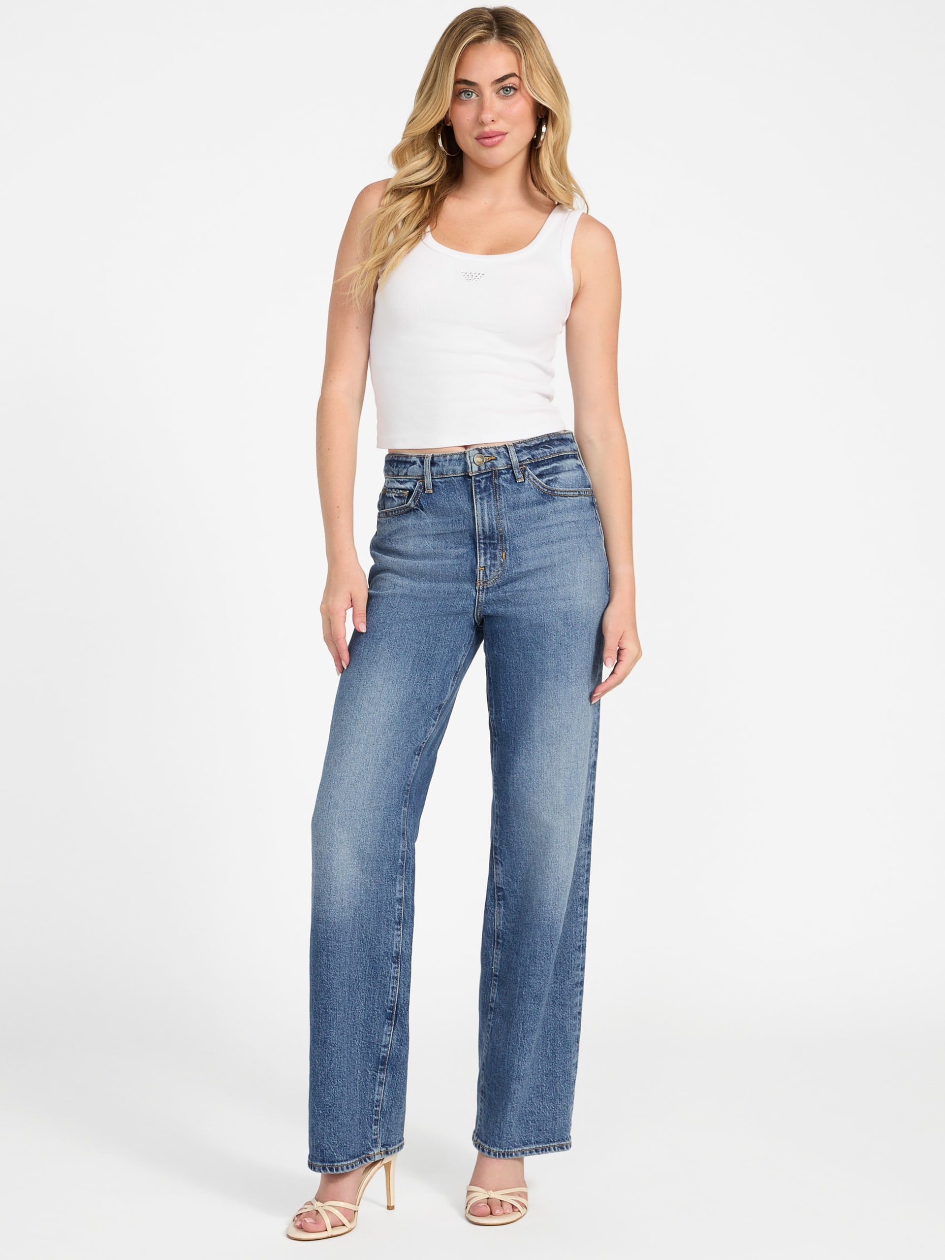 Calça jeans reta de cintura alta ecológica