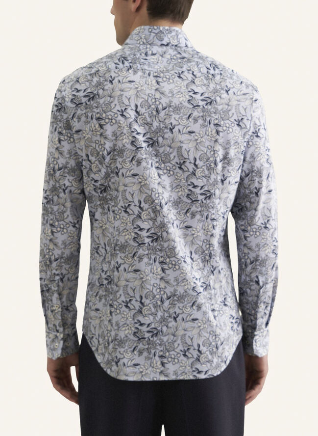 Seidensticker Performance shirt Slim Long sleeve Kent-Collar Print Blue