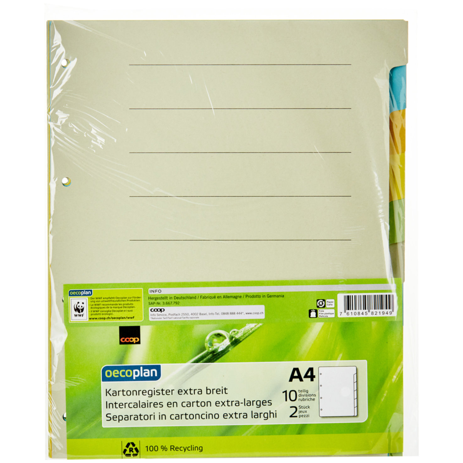 Oecoplan Kartonregister A4 extra-breit 10 Stück