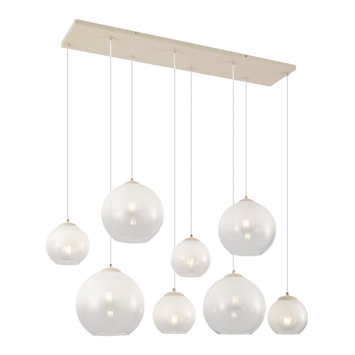 Art Deco hanglamp beige met wit glas 8-lichts - Sandra
