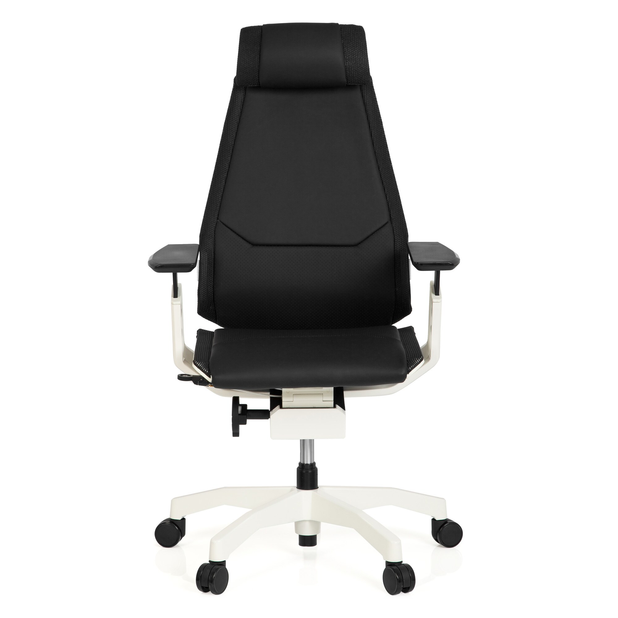 High End Bürostuhl GENIDIA PRO WHITE Leder mit Armlehnen hjh OFFICE