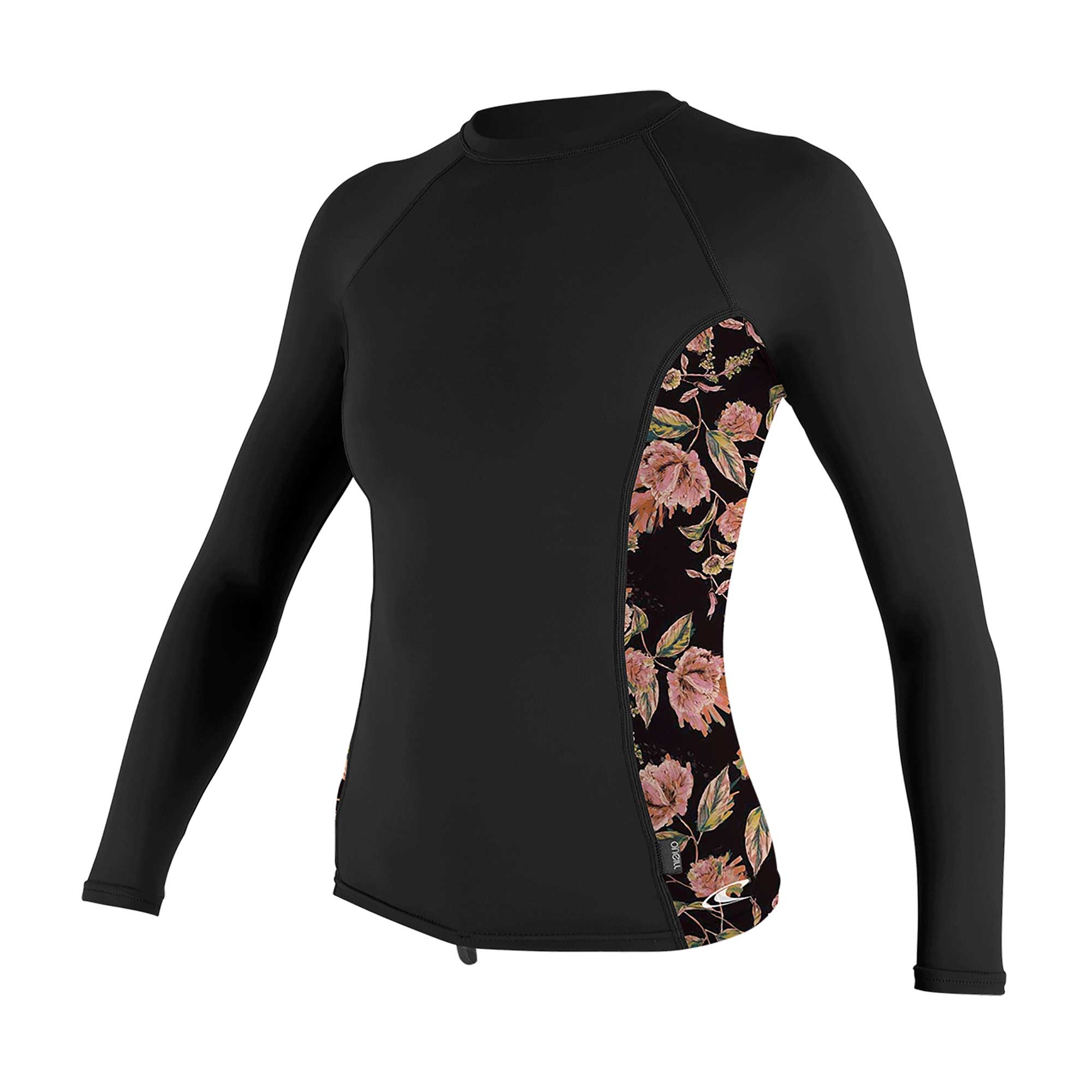 O'Neill Wms Side Print L/S Rash Guard BLACK/FLORA