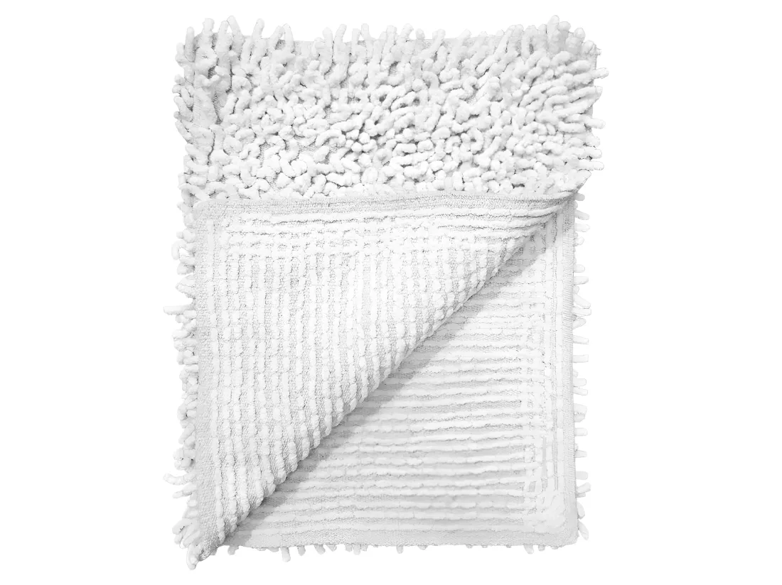 Tapis de salle de bain 40 x 60 cm en coton chenille blanc - NAPOLEON