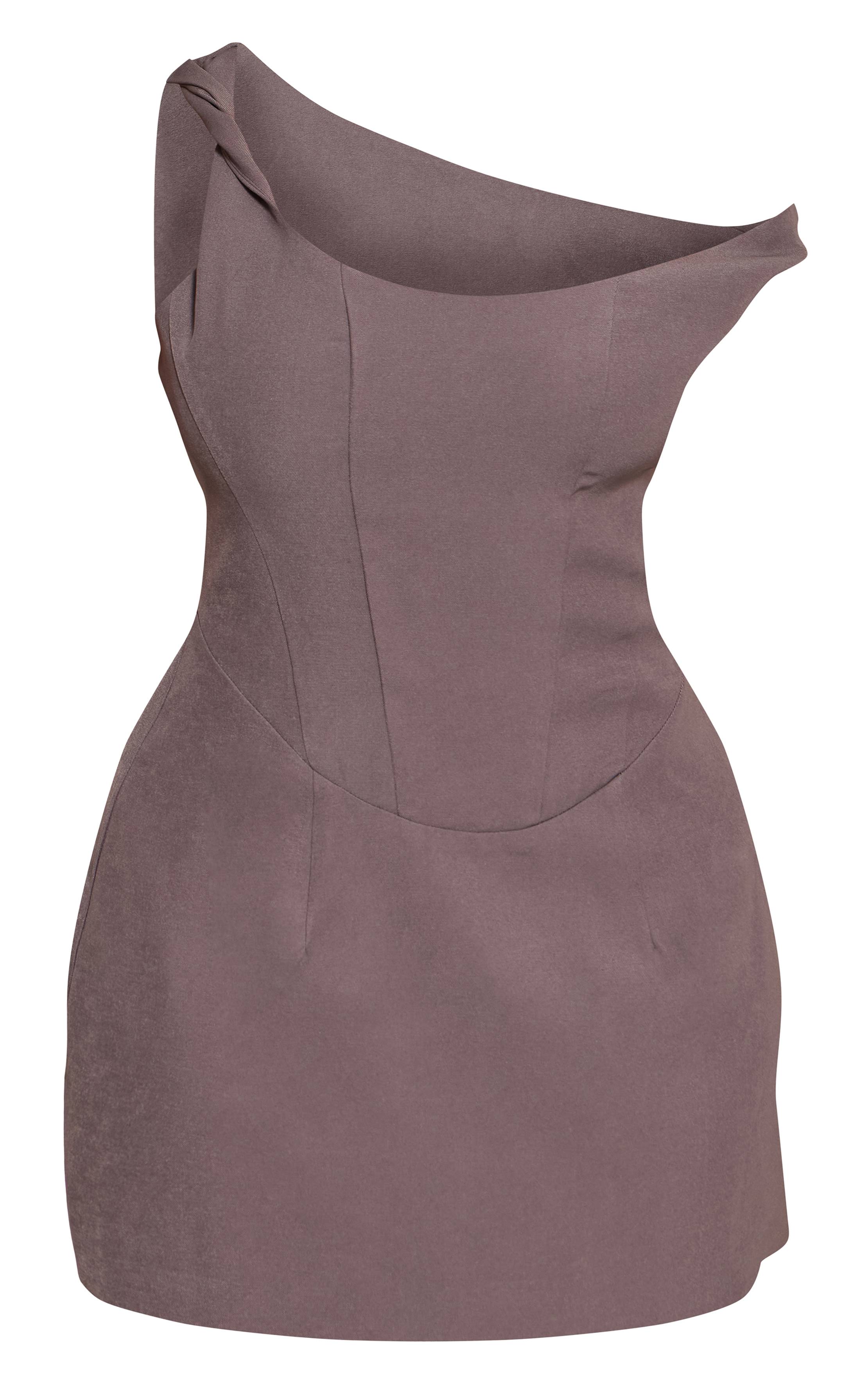 Charbon Robe Mini Corset Tissé Épaules Dénudées Shape