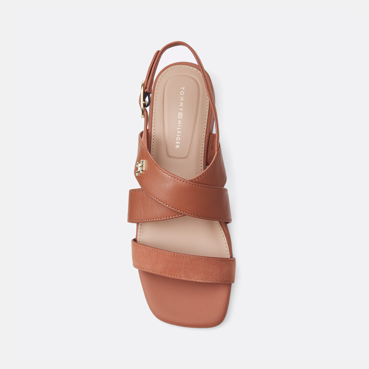 TOMMY HILFIGER<br>Sandálias de couro de salto baixo