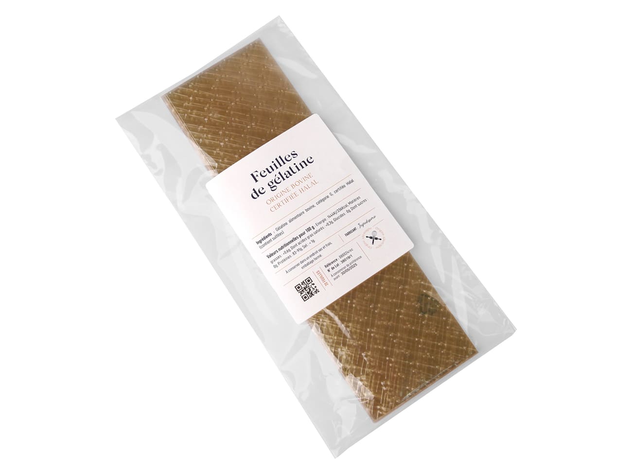 Feuille de gélatine origine bovine - certifiée Halal - environ 20 feuilles - Ingredissimo
