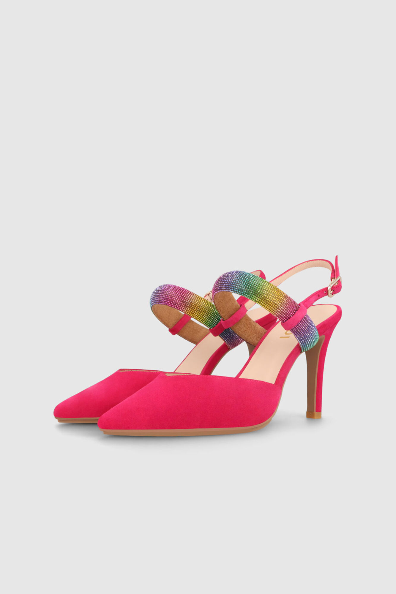 Sapatos de salto slingback em camurça - Fúcsia