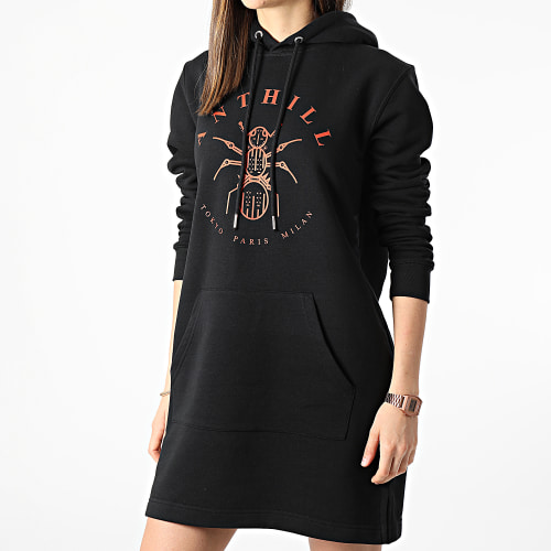 Robe Sweat Capuche Femme Logo Noir Rouge