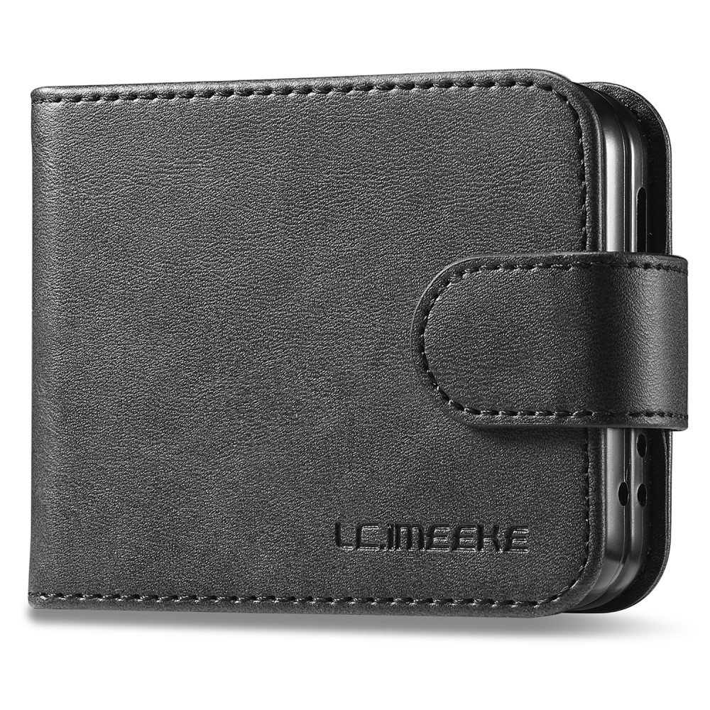 Samsung Galaxy Z Flip7 FE / Z Flip6 Vintage Leder Tasche Flip Cover - Schwarz