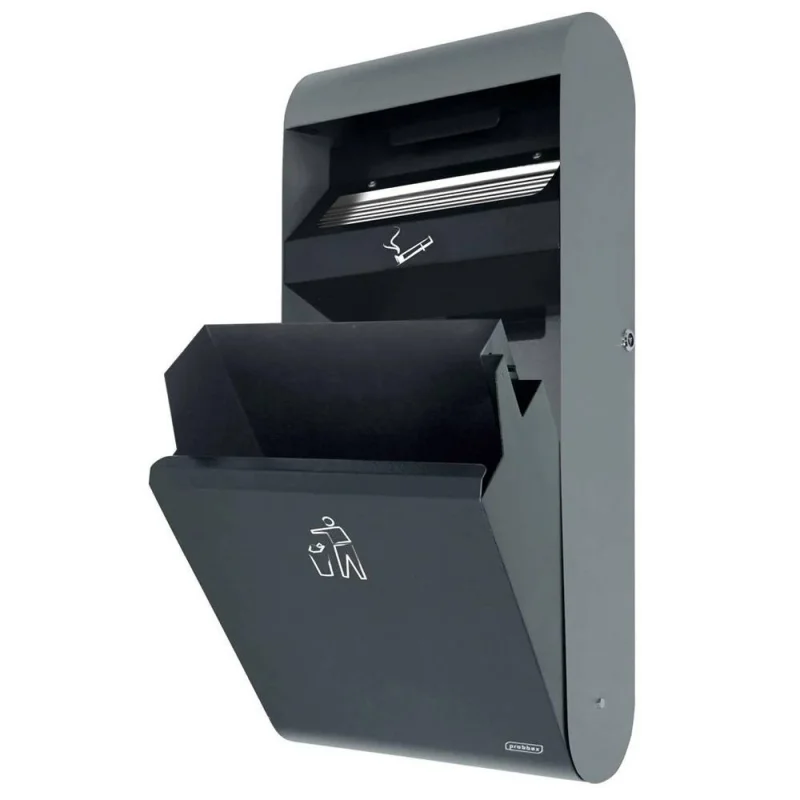 JVD - Cendrier mural 3L   collecteur 14L intégré - Noir