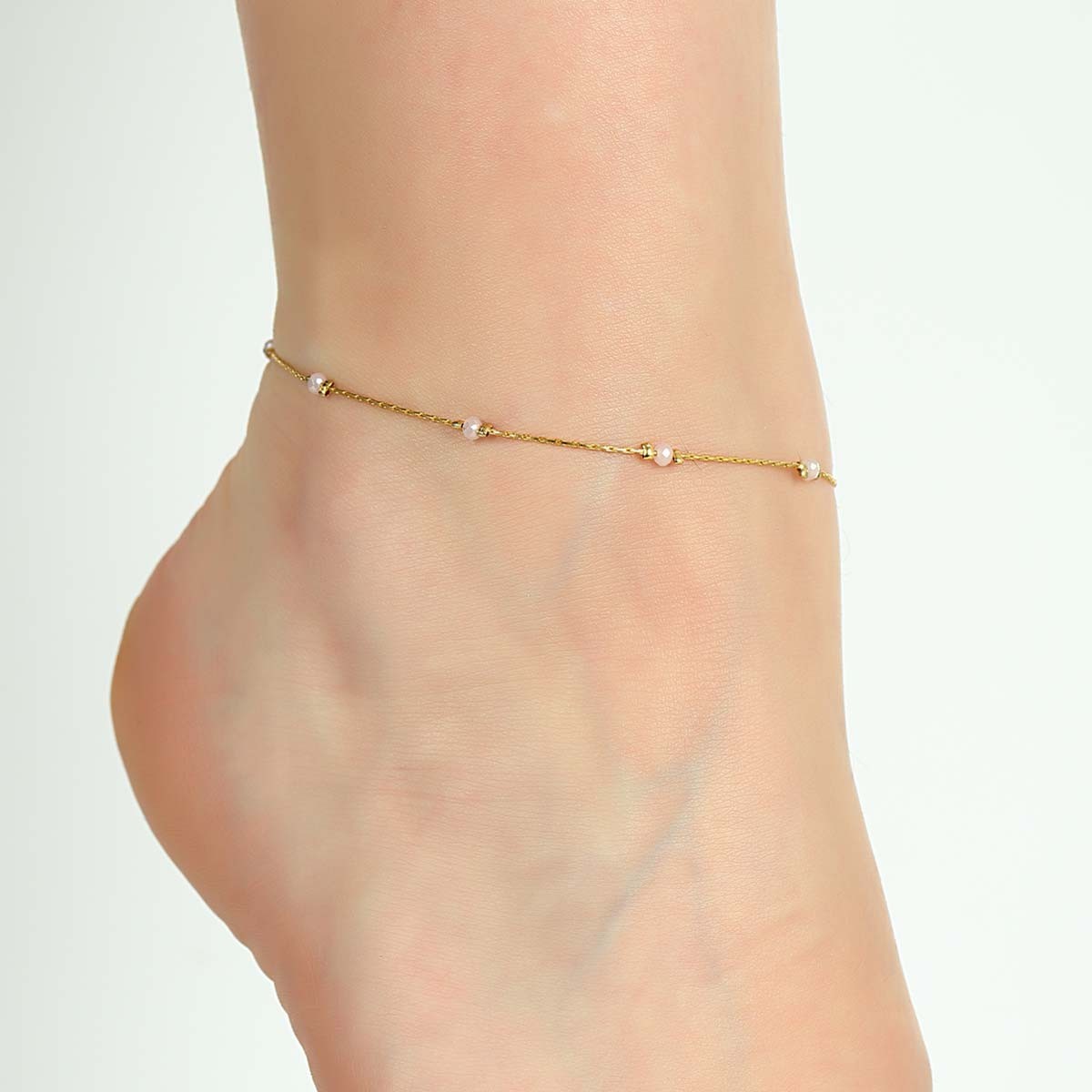 Bracelet de cheville avec perles - Laiton plaqué or