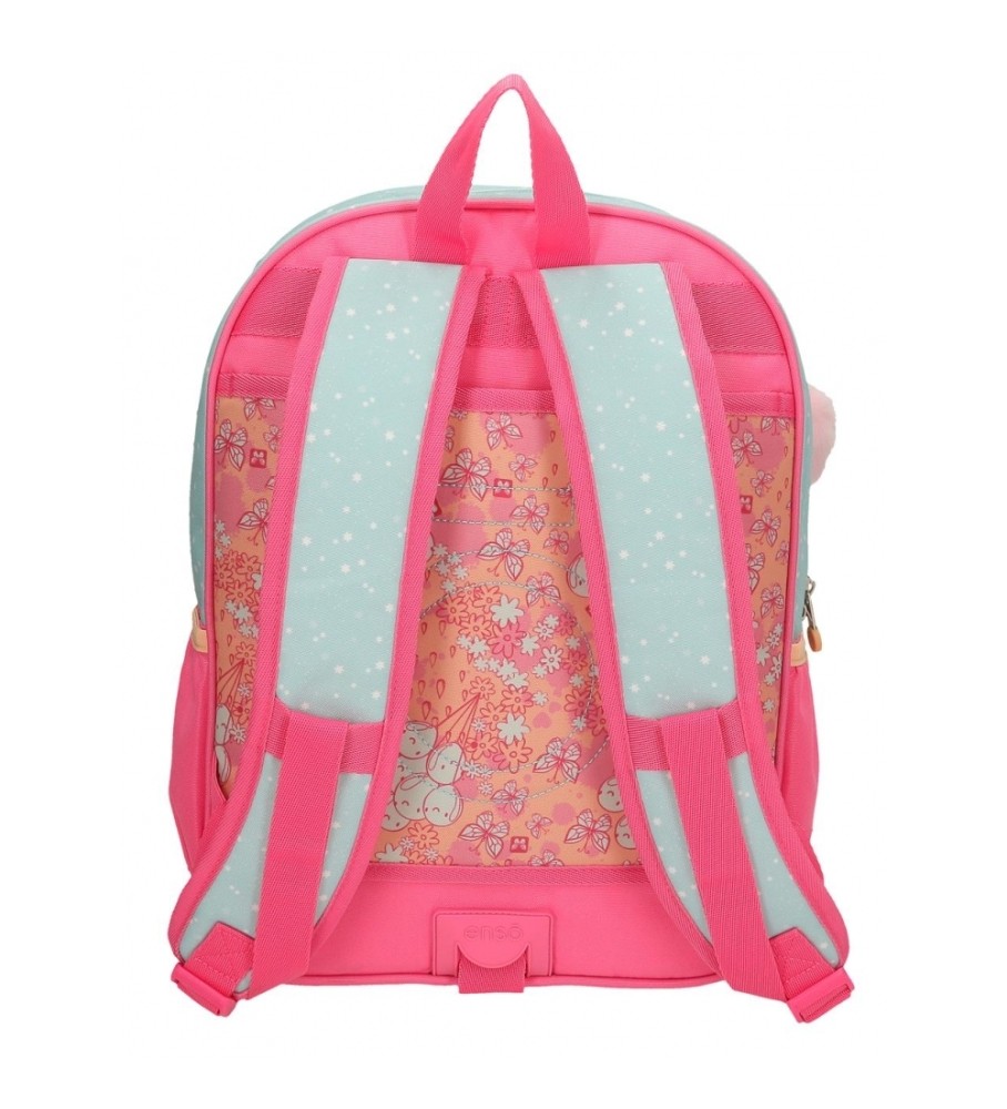 Mochila escolar Enso com estampa de balões adaptáveis, 38 cm, turquesa.