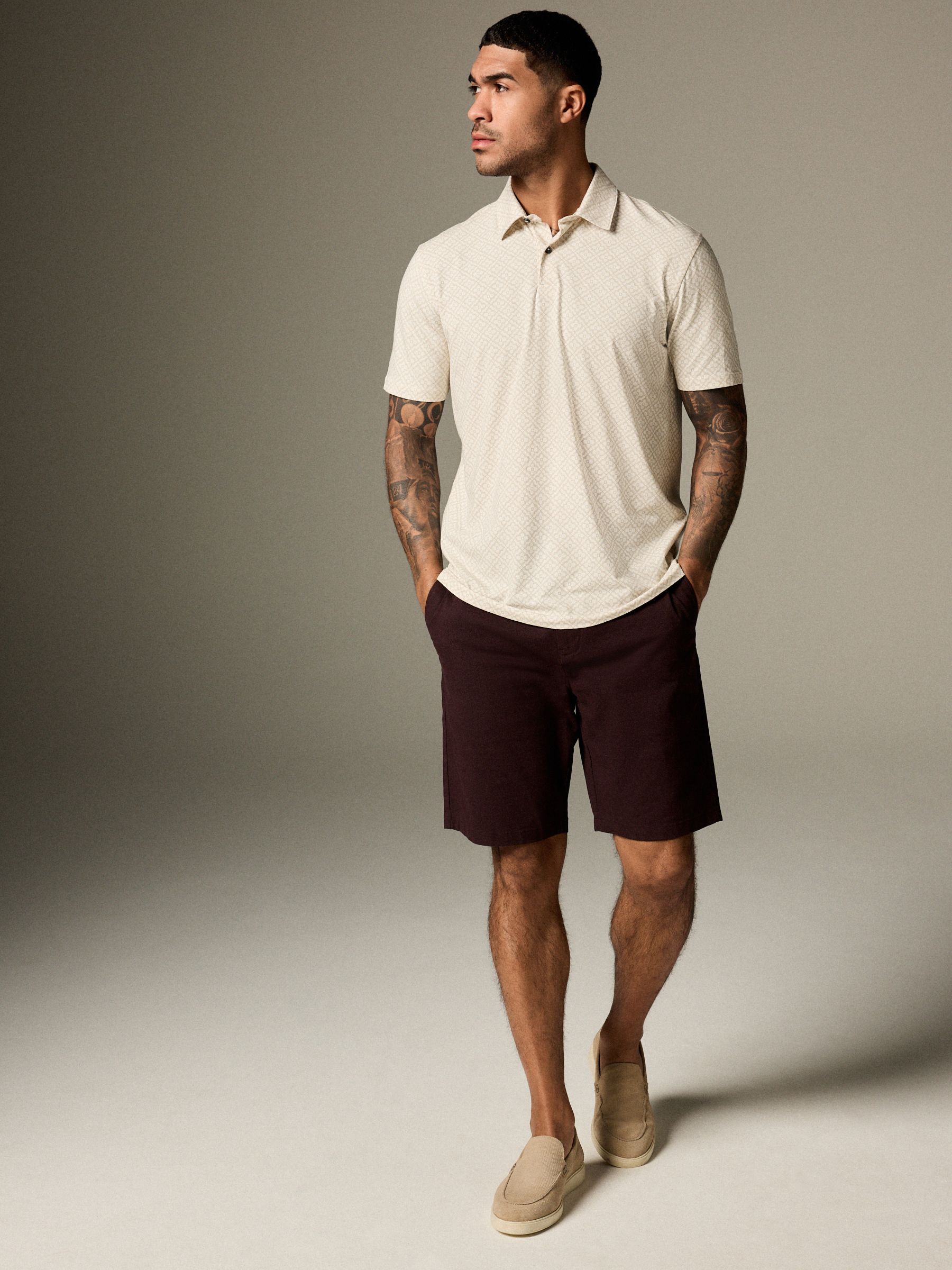 Ecru Geo - Poloshirt met korte mouwen en print