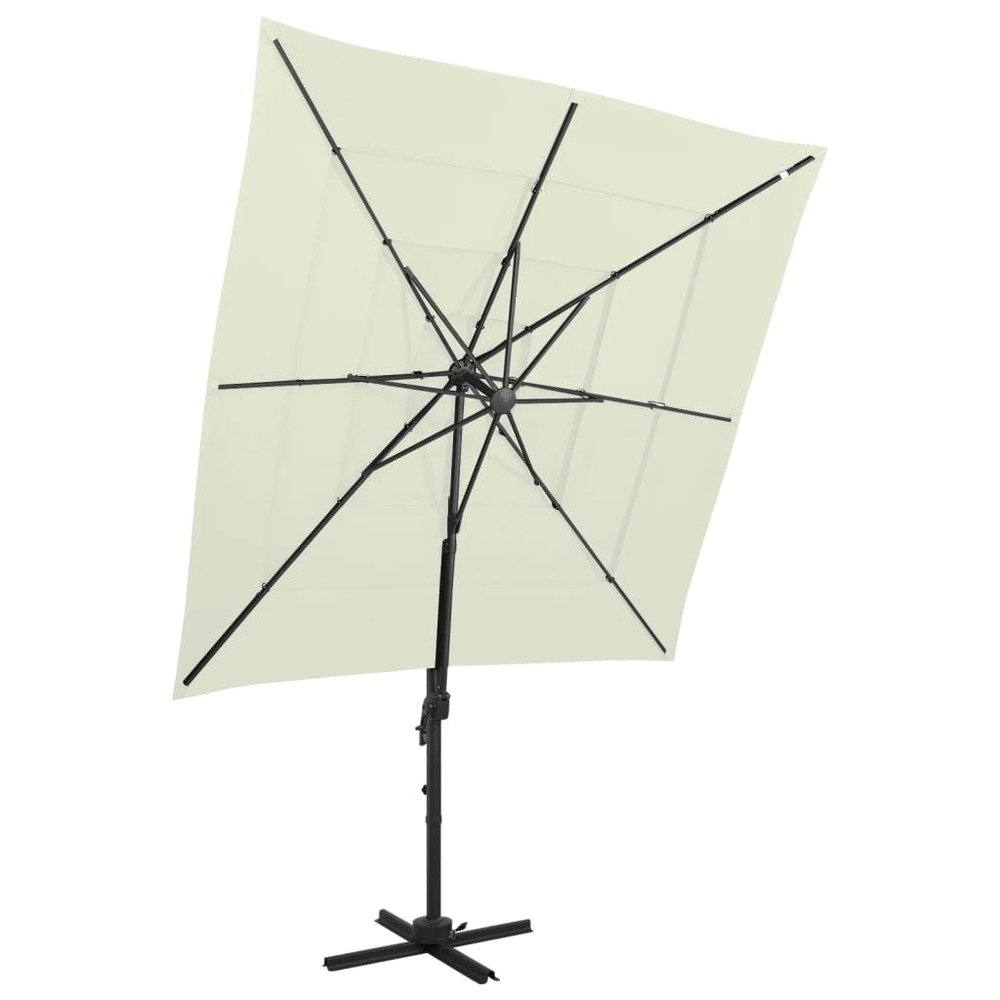 Parasol mobilier de jardin à 4 niveau x avec mât en aluminium 250 x 250 cm sable
