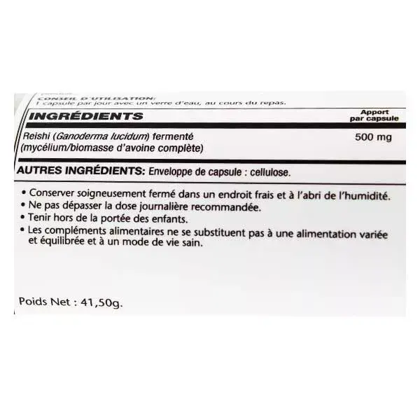 Cápsulas Vegetais de Reishi Fermentado Solaray 500mg - 60 unidades