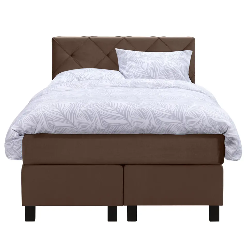 Boxspring Liv geruit - bruin - 120x200 cm - vierkante poot