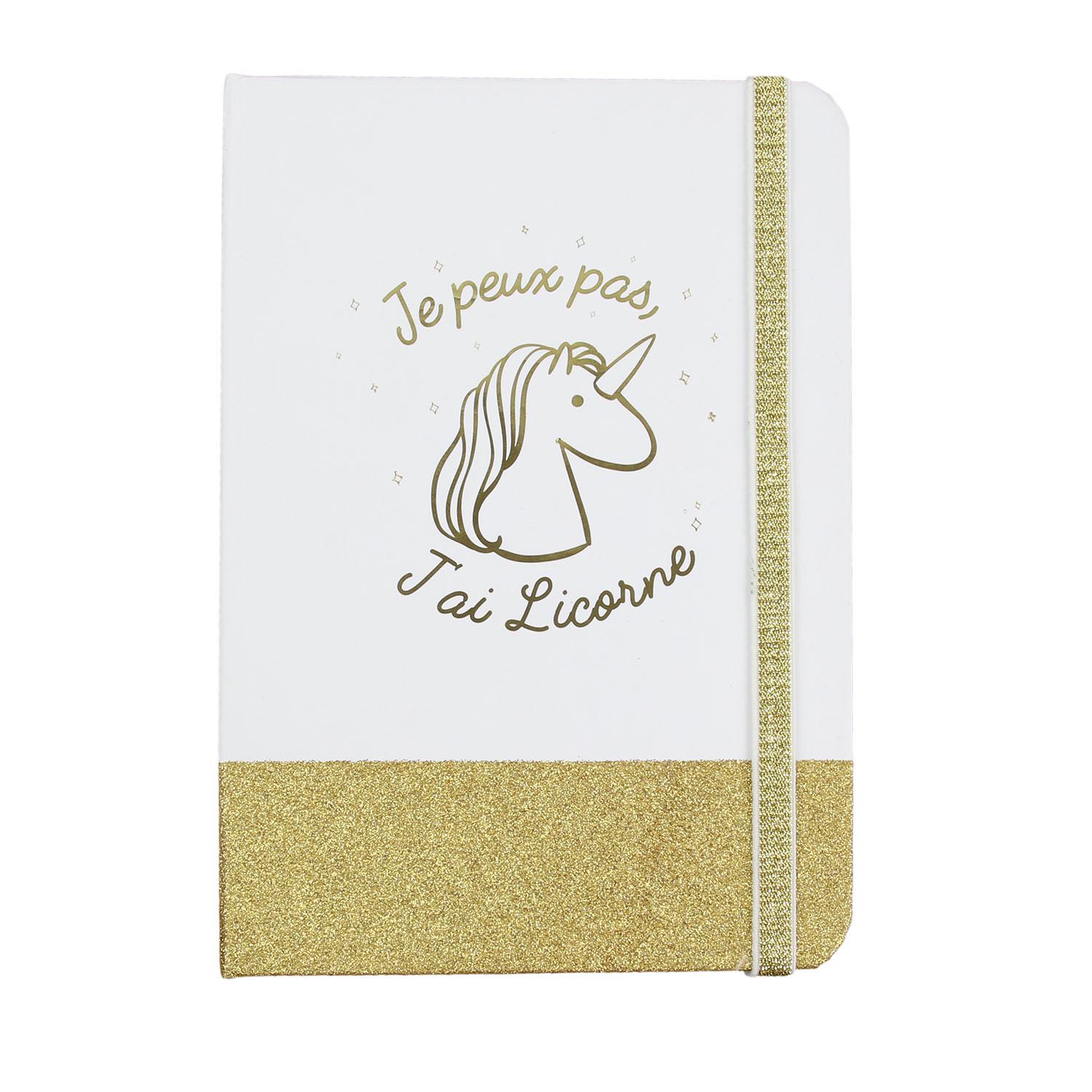 CARNET DE NOTES PAILLETTES LICORNE 21X15CM